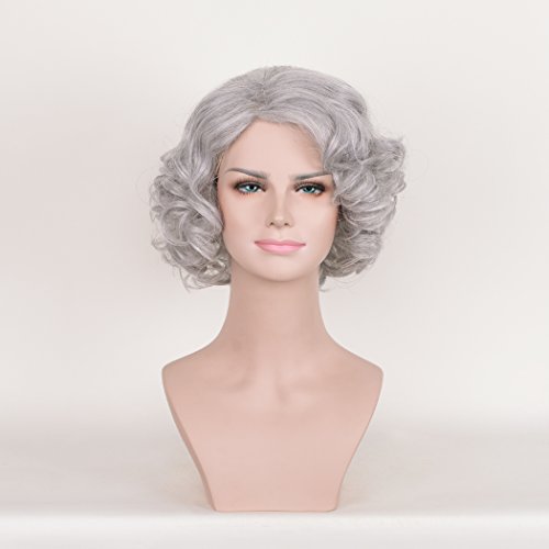 Deniya Short Curly Silver Grey Glueless Lace Front Wigs For Women Cosplay Grandma Wigs Prime #TOP25
