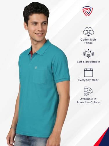 Image of Lux Cozi Men's Half Sleeve Soild Casual Regular Fit T-Shirt with Chest Pocket | Polo Tshirt for Men