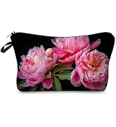 Livel lhood Floral Peony Cosmetic Bag for Women Cute Small Makeup Bag for Purse Travel Toiletry Z...