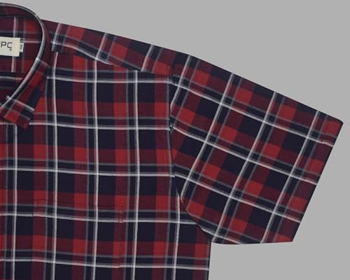 Image of GHPC 100% Cotton Checkered Half Sleeves Regular Fit Formal Shirt for Men