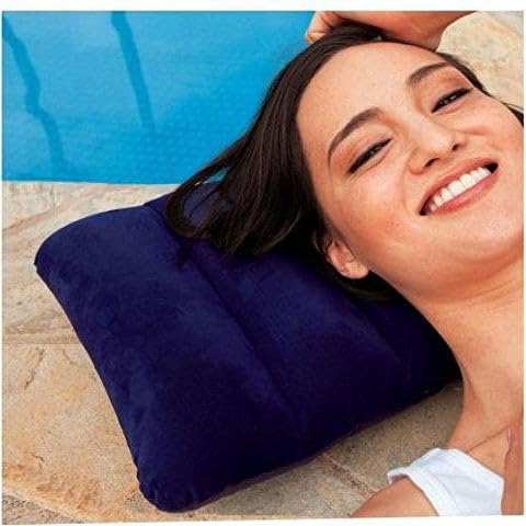 BUDJET BAZAR Velvet Air Pillow Cushion Sleeping Bag Backpacking Pillow Soft Comfortable Air Inflatable Travel Pillow Tourist Pillow (Blue) (Pack of 2)-image-8