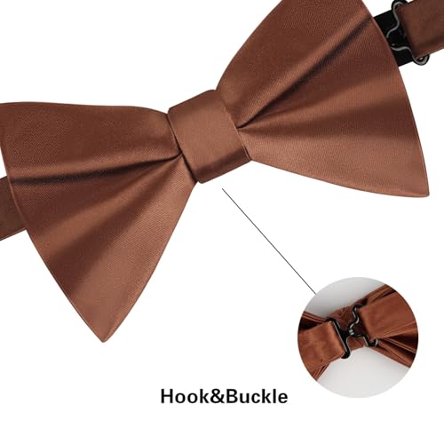 Image of Alizeal Mens 4pcs Formal Solid Bow Tie Set | Pre-tied Pocket Square Cufflinks Boutonniere for Wedding Everyday Use