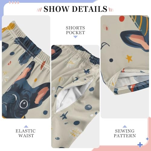 ZZXXB Bulldog Confetti Boys Long Pants Soft Trousers Elastic Waist Kids Lounge Bottoms with Pockets S-XL4