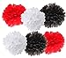 12pcs White Black Red Mixed Color Tissue Paper Pom Poms Tissue Pom Pom Paper Flower Decoration Hanging Paper Decoration for Ladybug Party Birthday Party Nursery Decorations Graduation Party Decoration
