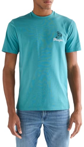 WRANGLER - Mens T Shirt - Regular Fit - Embroidery Tee - Brittany Blue