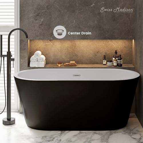 Image of Claire 60 inch Freestanding Bathtub Matte Black and Matte White