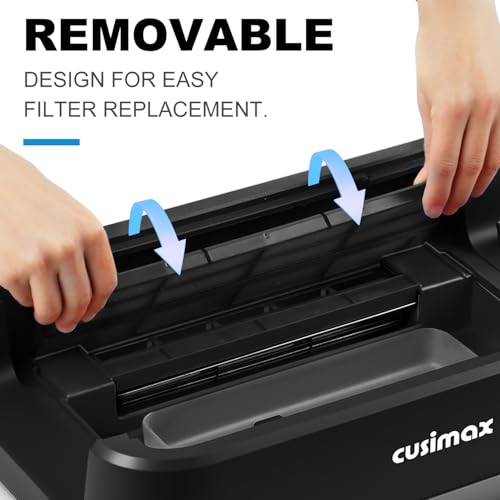 Image of Indoor Grill, CUSIMAX Electric Smokeless Grill & Griddle, Black, 1500W | With REPLACEABLE Smoke Filter Sponge /Smart LED Display /Non Stick 2 in 1 Grill & Griddle Plates /Larger Grilling Area