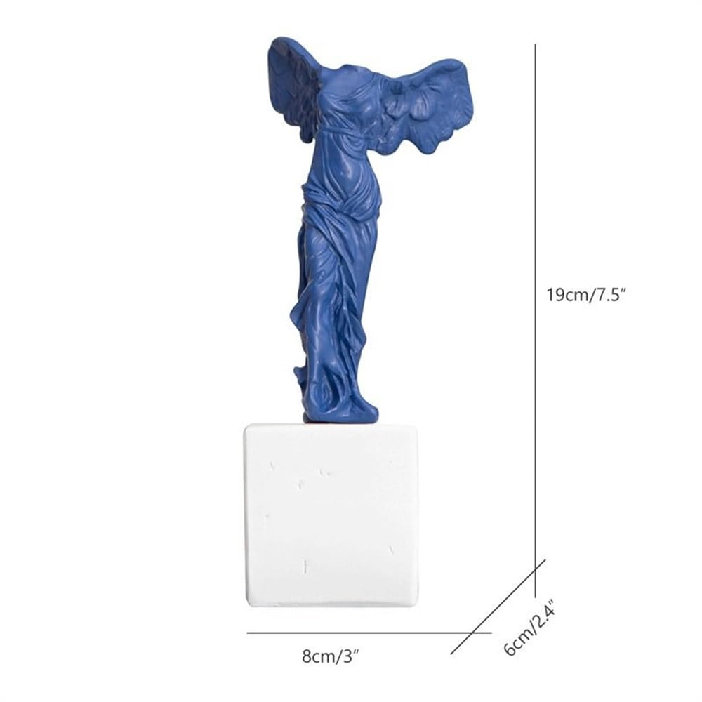 dekoracja do domu Skrzydlaty posąg bogini zwycięstwa, figurka rzeźby do domu półka na stół Decor Ornamnets Blue figurka dekoracyjna