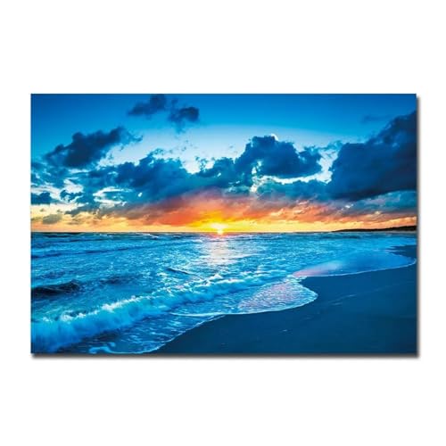Toile paysage marin nordique pour habiller un grand mur vide avec cadre bois