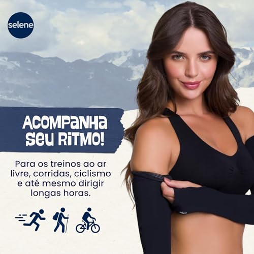 SELENE Manguito Proteção UV Fitness Borda Siliconada Unissex, 1 Preto, G
