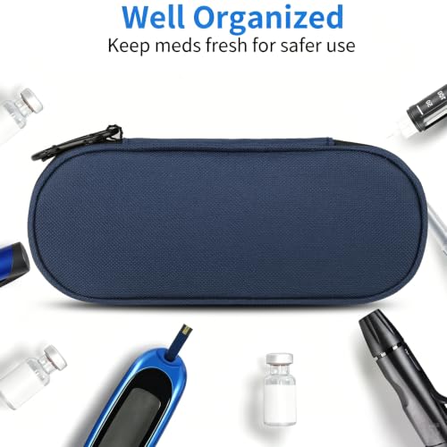 Image of Insulin Pen Cooler Travel Case with 2 Reusable TSA Approved Ice Packs, Diabetic Medication Insulated Cooler Bag for Insulin Pens and Other Diabetic Supplies Storage Navy Blue