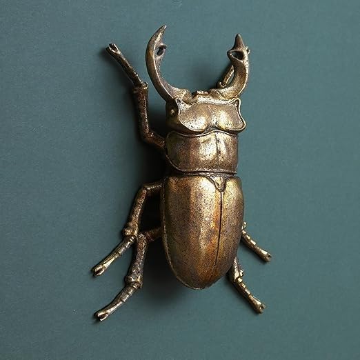 Steampunk Gold Finish Stag Lady Beetle Bee Scarab Insect Bug Wall Art Hanging Ornament Décor (Small Stag Beetle)