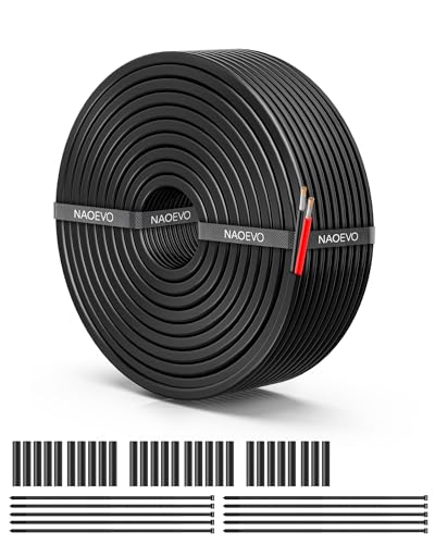 18 Gauge Wire 2 Conductor Electrical Wire, 18 AWG Stranded PVC Cord, 12V Low Voltage/Tinned Copper/Flexible/18/2 for Automotive Wire LED Strips Lamp Lighting Marine (50FT-15.24M)
