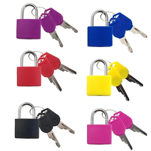 6 Pack Suitcase Locks with Keys, Multicolor Metal Luggage Padlocks - Copper Core & Steel Shackle, Keyed Mini Padlocks for Suitcase, Backpack, Locker, Gym Bag, Toolbox, Travel Accessories