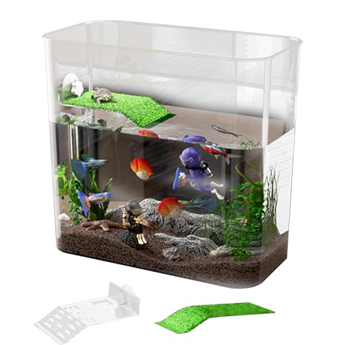 カメ の ため の アクアリウム,透明な ペット 用品 と 魚 の 装飾 - カメタンクバスキング - 両生類カメザリガニヤドカリカエル用餌やり日光浴家庭アパートリビングベッドルームキッチン向け