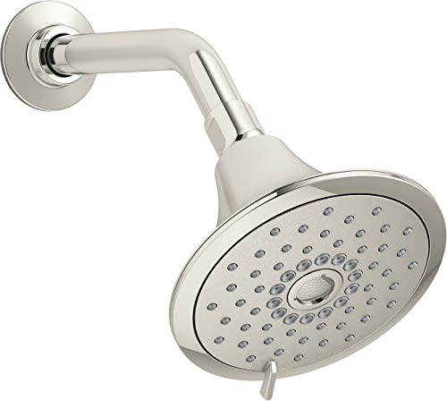 KOHLER 22169-SN Forte Multifunction Showerhead, Wall-Mount, 3 Spray Settings, 2.5 GPM, Vibrant Polished Nickel