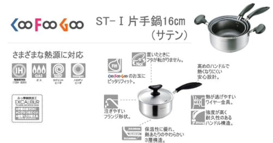 Amazon｜Coo Foo Goo ステンレス製 片手鍋 16cm サテン ZH-7711