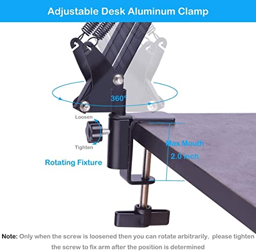 MILLETS Webcam Stand, 28" Webcam Camera Clamp Mount Adjustable Desktop Suspension Boom Scissor Tripod Stand Built-in 1/4" Screw Flexible Long Arm... - Image 6