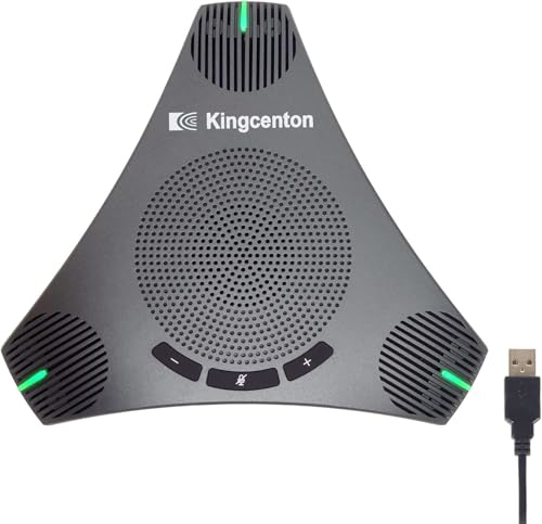 Kingcenton Micrófono de Conferencias, Altavoz USB para Oficina en Casa, Mejora de Voz Inteligente, Altavoz de Conferencias para Llamadas, conferencias, Llamadas, Plug & Play