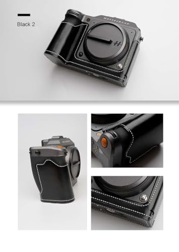 UC Handmade Genuine Leather Camera Half Case for Hasselblad X2D - Top Layer Cowhide Body + Metal Base Plate + Hand Shank 3-in-1 Design (Jet Black)