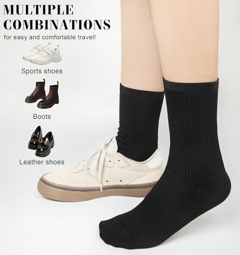 YSense Women's Cotton Crew Socks 6 Pairs, Long Cute Aesthetic Neutral Athletic Boot Socks for Women Stocking Stuffers Gifts
