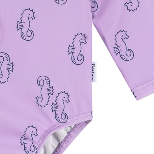 Image of Gerber Baby Girls' Toddler Long Sleeve One Piece Rashguard Swimsuit