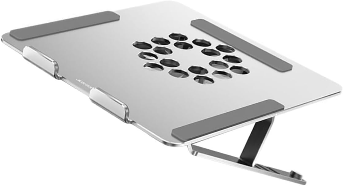 Adjustable Aluminum Alloy Laptop Cooler with USB Fan LED Light Under 17.3 Inch Notebooks, Cooling Pad Stand for Gaming and Office Use, Silver