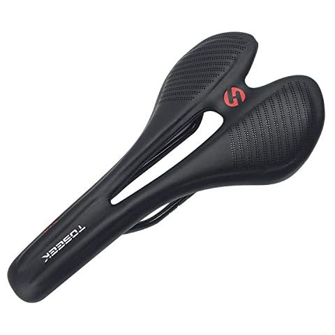 TOSEEK Comfortable Seat Lightweight Carbon Fiber Bicycle Saddle Cushion with Leather Cover for Road Bike and Mountain Bike Cover