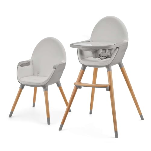 Image of Kinderkraft FINI 2 2-in-1 Highchair, converts to Low Chair, 6m+ to 15kg high/20kg Low, 5-Point Harness, Anti-Slip Barrier, 3-Position Double Tray, Adjustable footrest, Grey