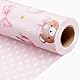 Wikadlik Geschenkpapier für Mädchen, Rosa, 43 cm x 10 m, Mini-Rolle, niedlicher Bär, Erdbeere, Schleife, Geschenkpapier für Geburtstag, Hochzeit, Valentinstag