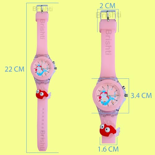 Image of Brishti 3D Cartoon Character Multicolored Glowing Digital Light and Girl's Analogue Wrist Watch | Unique 3D Cute Cartoon Character on Strap | Soft Silicone Strap | Suitable for Age 3-12 Year Kids