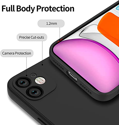 Image of DIZORO Microfiber Square Candy Case Compatible for iPhone 11, Shockproof Slim Back Cover Liquid Silicone Case (Black)