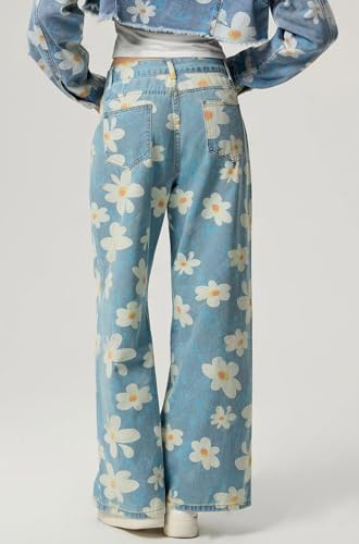 loveimgs Women 2025 Baggy Floral Jeans Mid Rise Wide Leg Denim Pants Flower Printed Patterned Jeans Y2k Patchwork Boyfriend4