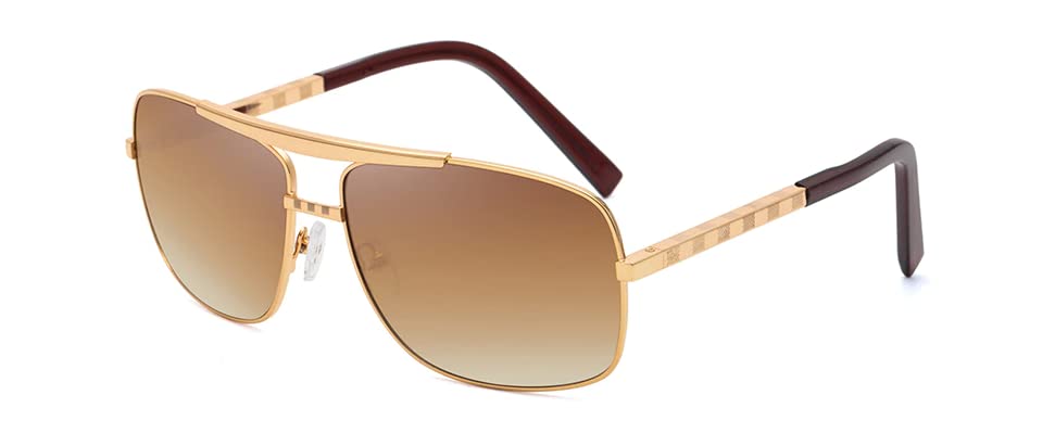 Sunglasses Men's Premium Classic Polarized Square Aviator Durable Metal Frame 100% UV Protection