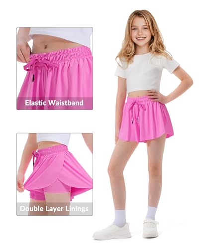 Image of Witwot Butterfly Shorts Girls, 2-in-1 Teen /Kids Girl Flowy Athletic Skort