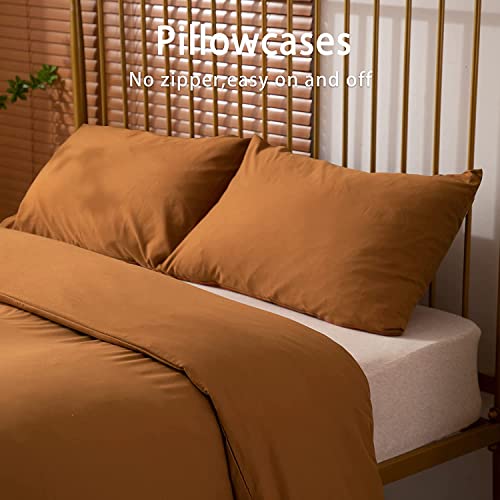 Tocomoa Duvet Cover Twin Size Burnt Orange, 100% Microfiber Twin/Twin Xl/Twin Extra Long Comforter Cover Set, Ultra Soft 3 Pieces Bedding Set With 1 Duvet Cover And 1 Pillowcases #TOP2