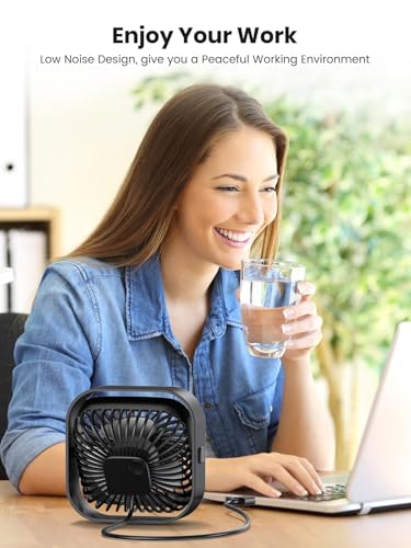 Image of ARCTICOOL Small Table Fan, Mini USB Desk Fan, Strong Airflow & Quiet, USB Powered, 3 Speeds Wind Small USB Fan for Desk, 360 Rotatable for Home Office Table Desktop (4 Inch)