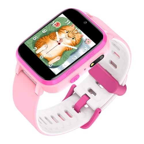 Cuifati Kids Smart Watch for Girls Boys, Dual Camera Kids Fitness Tracker Orologio Contaffiato con Touchscreen da 1,4 Pollici, Giochi, Torcia Musicale per Il Contapaffio (Pink)