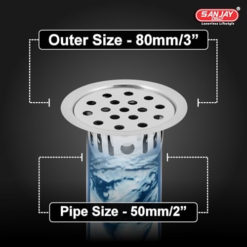 Image of Round Floor Drain Cockroach Trap 3 Inch Stainless Steel 304 Grade Waste Water Drainer in Bathtub Washbasin Sink Toilet & Kitchen Bathroom Gratings (Round Silver 3 INCH)