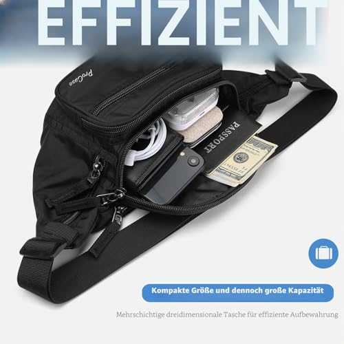 ProCase Bauchtasche Gürteltasche Wasserdicht Hüfttasche für Herren Damen (M)