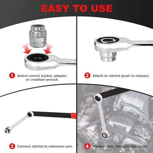 BQEC 15-Piece Ratcheting Serpentine Belt Tool Kit
