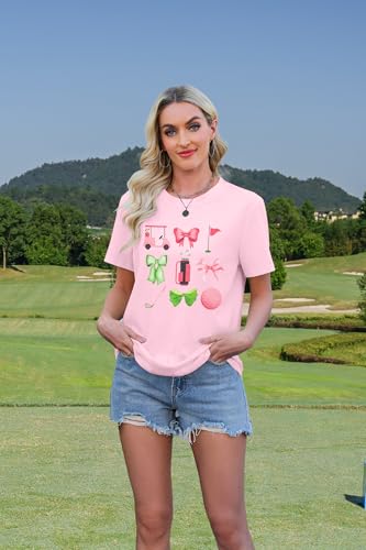 SFHFY Womens Golf Shirt: Preppy Golf Tshirt Golf Season Bow T-Shirt Outdoor Sports Lover Vacation Tee Tops4
