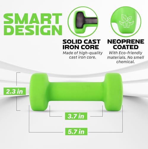 Yes4All 3 lbs Dumbbells Neoprene with Non Slip Grip – Great for Total Body Workout – Total Weight: 6 lbs (Set of 2)