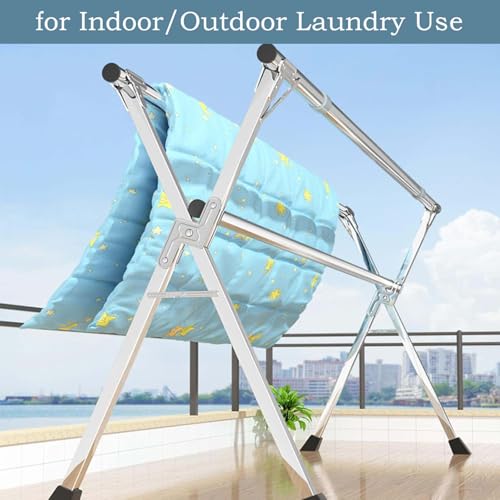 Étendoir à linge pliable en acier inoxydable durable et stable - 5