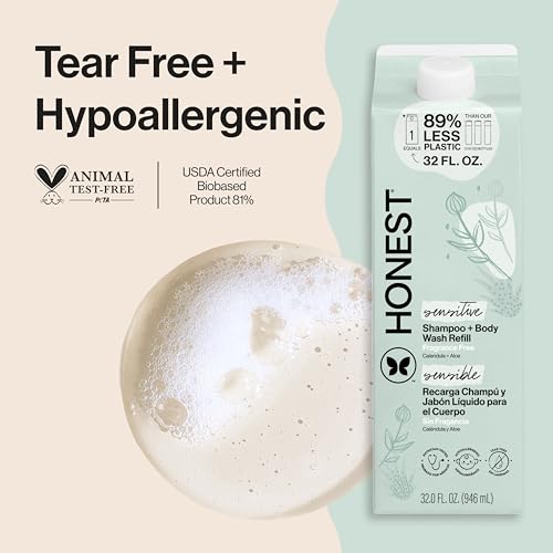 Image of The Honest Company 2-in-1 Cleansing Shampoo + Body Wash, Gentle Enough for Baby, Dermatologist Tested, Tear-Free, Hypoallergenic, Fragrance-Free