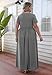 Nemidor Plus Size Maxi Dresses for Curvy Women Summer Casual Loose Short Sleeve Long Beach Dress with Pocket(149,26,Grey)