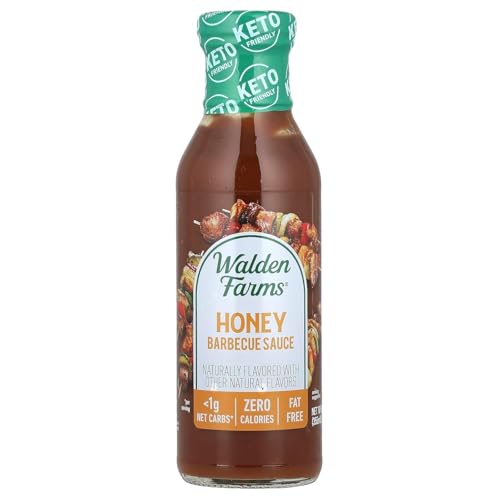 Walden Farms Honey Barbecue Sauce – Zero Calorie, Low Carb, Keto-Friendly, Vegan, Sugar-Free – 12 oz Bottle