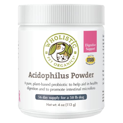 Wholistic Pet Organics Acidophilus Probiotic: Dog Probiotics - Lactobacillus Acidophilus Dog Probiotic Powder for Allergy Relief, Bad Breath, Diarrhea, Gas, Constipation, Yeast (4 oz)