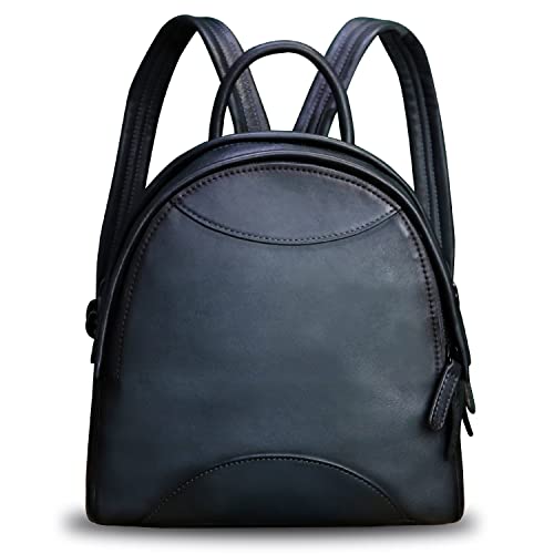 Image of Genuine Leather Backpack Purse for Women Retro Handmade Small Casual Rucksack Satchel Back Bags Knapsack (Darkgrey)