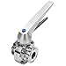 DERNORD 1.5 Inch Tri Clamp Butterfly Valve with Trigger Handle Stainless Steel 304 Tri Clamp Clover (1 Inch Tube OD)